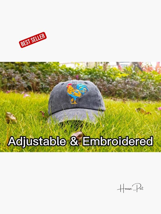 Adjustable Embroidered Chicken Dad Baseball Cap, Rooster Hat for Farm Lovers main image 6